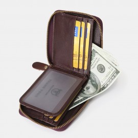 Men Genuine Leather Multi-card Slots Retro Coin Wallet SIM Card Foldable Card Holder Wallet
