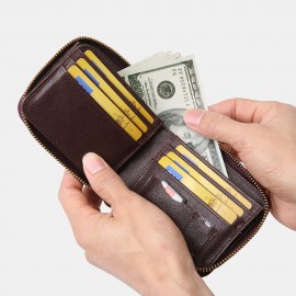 Men Genuine Leather Multi-card Slots Retro Coin Wallet SIM Card Foldable Card Holder Wallet