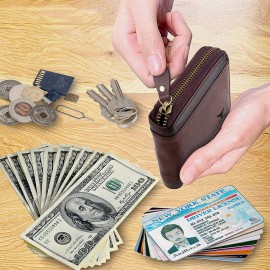 Men Genuine Leather Multi-card Slots Retro Coin Wallet SIM Card Foldable Card Holder Wallet