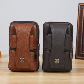 Men Genuine Leather  Multi-carry 6.5 Inch Phone Bag Crossbody Bag Waist Bag Belt Bag