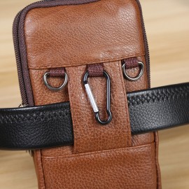 Men Genuine Leather  Multi-carry 6.5 Inch Phone Bag Crossbody Bag Waist Bag Belt Bag