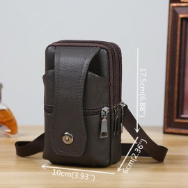 Men Genuine Leather  Multi-carry 6.5 Inch Phone Bag Crossbody Bag Waist Bag Belt Bag