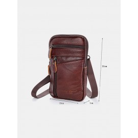 Men Genuine Leather Multi-carry 6.5 Inch Phone Bag Crossbody Bag Waist Bag Sling Bag