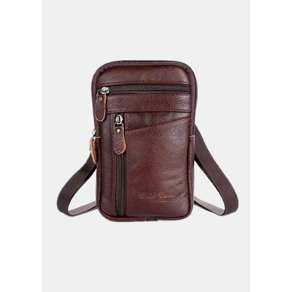Men Genuine Leather Multi-carry 6.5 Inch Phone Bag Crossbody Bag Waist Bag Sling Bag