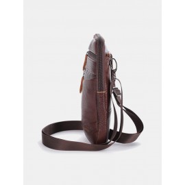 Men Genuine Leather Multi-carry 6.5 Inch Phone Bag Crossbody Bag Waist Bag Sling Bag