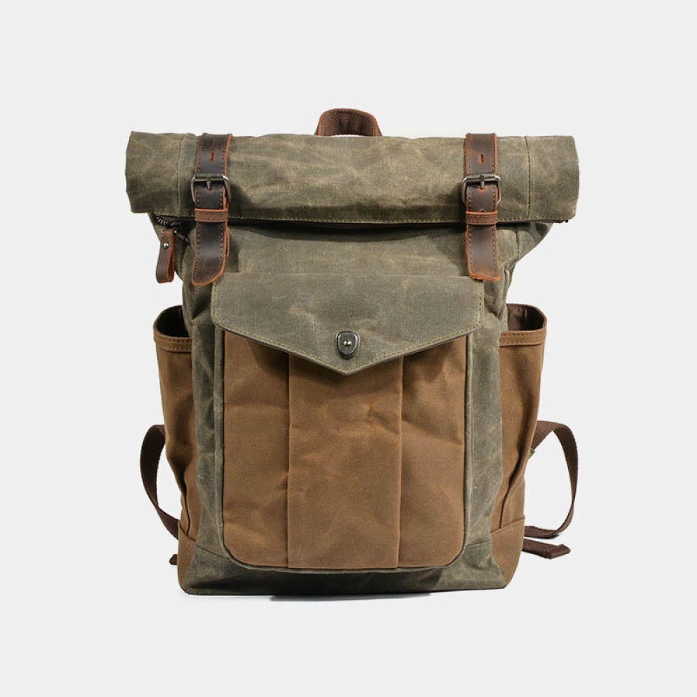 Men Genuine Leather Multi-function Travel Backpack