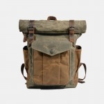 Men Genuine Leather Multi-function Travel Backpack