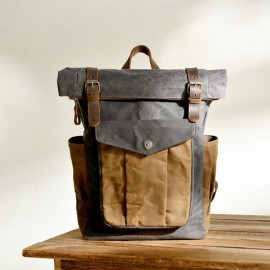 Men Genuine Leather Multi-function Travel Backpack