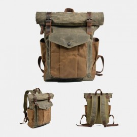 Men Genuine Leather Multi-function Travel Backpack