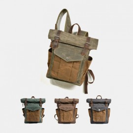 Men Genuine Leather Multi-function Travel Backpack