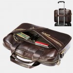 Men Genuine Leather Multi-pocket 14 Inch Laptop Bag Briefcase Business Handbag Crossbody Bag
