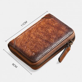 Men Genuine Leather Multi-slots RFID Anti-theft Retro Large Capacity Foldable Card Holder Wallet