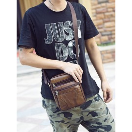 Men Genuine Leather Multifunction Anti-theft Crossbody Bag Shoulder Bag