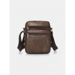 Men Genuine Leather Multifunction Anti-theft Crossbody Bag Shoulder Bag