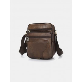 Men Genuine Leather Multifunction Anti-theft Crossbody Bag Shoulder Bag