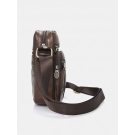 Men Genuine Leather Multifunction Anti-theft Crossbody Bag Shoulder Bag