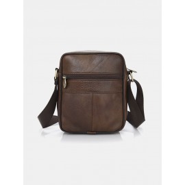 Men Genuine Leather Multifunction Anti-theft Crossbody Bag Shoulder Bag