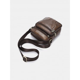 Men Genuine Leather Multifunction Anti-theft Crossbody Bag Shoulder Bag