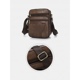 Men Genuine Leather Multifunction Anti-theft Crossbody Bag Shoulder Bag