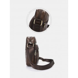 Men Genuine Leather Multifunction Anti-theft Crossbody Bag Shoulder Bag