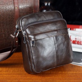Men Genuine Leather Multifunction Anti-theft Vintage Crossbody Bag Shoulder Bag