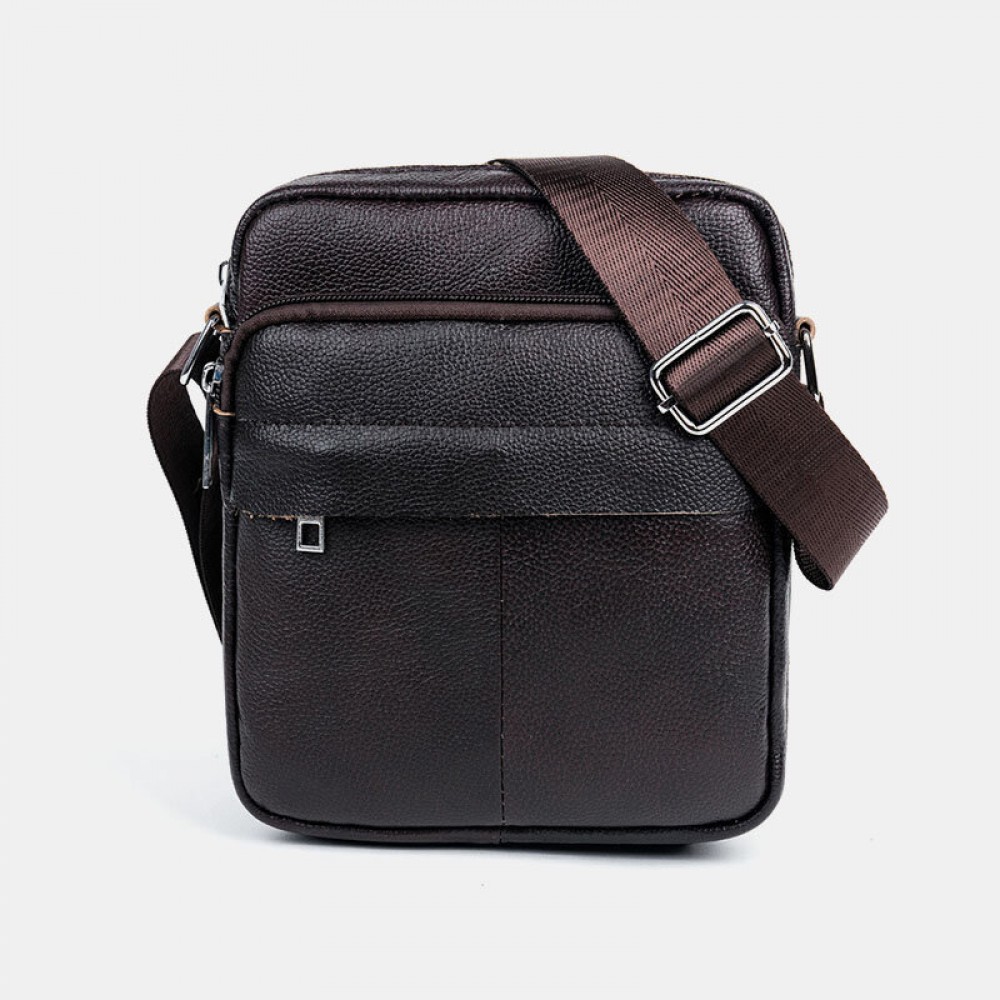 Men Genuine Leather Multifunction Anti-theft Vintage Crossbody Bag Shoulder Bag