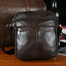 Men Genuine Leather Multifunction Anti-theft Vintage Crossbody Bag Shoulder Bag