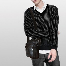 Men Genuine Leather Multifunction Anti-theft Vintage Crossbody Bag Shoulder Bag