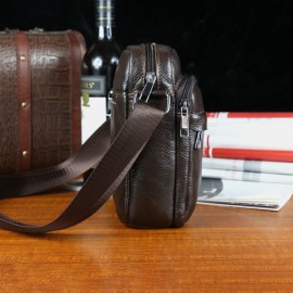 Men Genuine Leather Multifunction Anti-theft Vintage Crossbody Bag Shoulder Bag