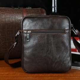 Men Genuine Leather Multifunction Anti-theft Vintage Crossbody Bag Shoulder Bag