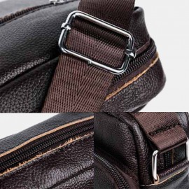 Men Genuine Leather Multifunction Anti-theft Vintage Crossbody Bag Shoulder Bag