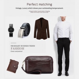 Men Genuine Leather Phone Bag Solid Clutch Bags