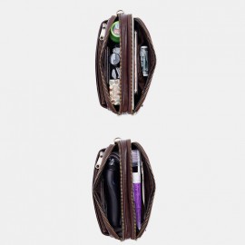 Men Genuine Leather Phone Bag Solid Clutch Bags
