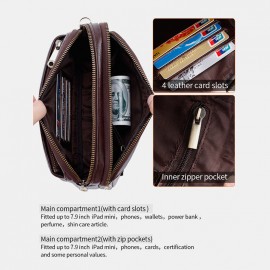 Men Genuine Leather Phone Bag Solid Clutch Bags