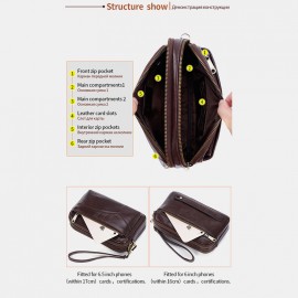 Men Genuine Leather Phone Bag Solid Clutch Bags
