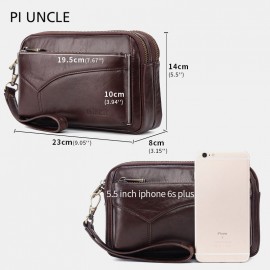 Men Genuine Leather Phone Bag Solid Clutch Bags