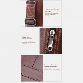 Men Genuine Leather Phone Bag Solid Crossbody Bag