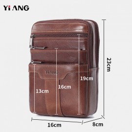 Men Genuine Leather Phone Bag Solid Crossbody Bag