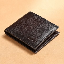 Men Genuine Leather RFID Anti-theft Multi-slot Retro Large Capacity Foldable Card Holder Wallet