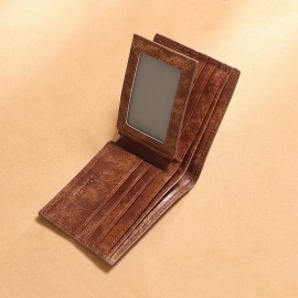 Men Genuine Leather RFID Anti-theft Multi-slot Retro Large Capacity Foldable Card Holder Wallet