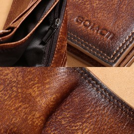 Men Genuine Leather RFID Anti-theft Multi-slot Retro Large Capacity Foldable Card Holder Wallet