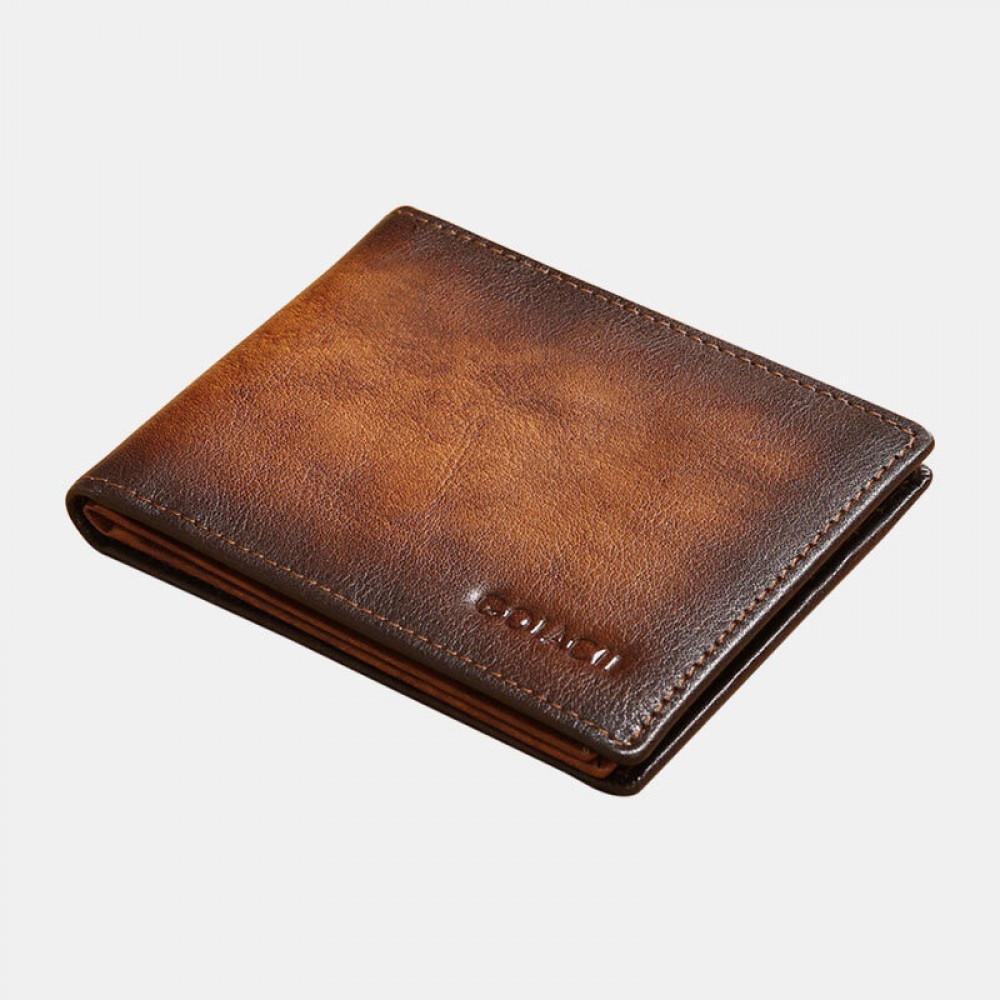 Men Genuine Leather RFID Retro Foldable Card Holder Bag Wallet