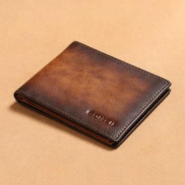 Men Genuine Leather RFID Retro Foldable Card Holder Bag Wallet