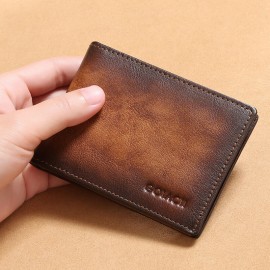 Men Genuine Leather RFID Retro Foldable Card Holder Bag Wallet