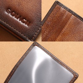 Men Genuine Leather RFID Retro Foldable Card Holder Bag Wallet
