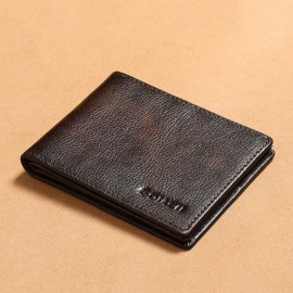 Men Genuine Leather RFID Retro Foldable Card Holder Bag Wallet