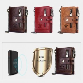 Men Genuine Leather RFID Wallet Card Holder