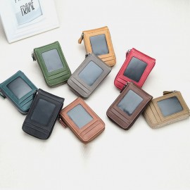 Men Genuine Leather RIFD 10 Card Slots 2 Leather Layer Wallet