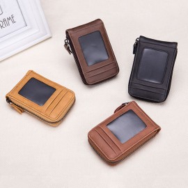 Men Genuine Leather RIFD 10 Card Slots 2 Leather Layer Wallet