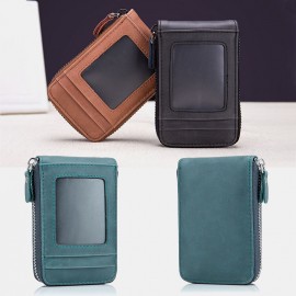 Men Genuine Leather RIFD 10 Card Slots 2 Leather Layer Wallet